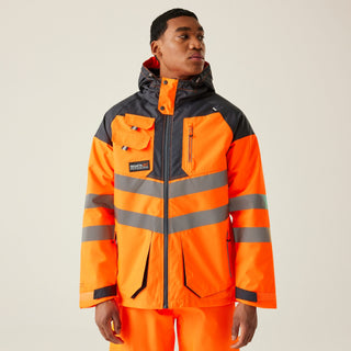 Men's Hi-Vis Waterproof Reflective Hooded Jacket