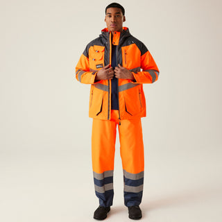 Men's Hi-Vis Waterproof Reflective Hooded Jacket