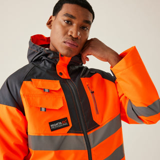 Men's Hi-Vis Waterproof Reflective Hooded Jacket