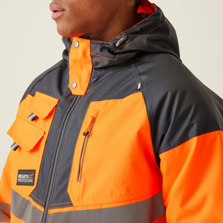 Men's Hi-Vis Waterproof Reflective Hooded Jacket
