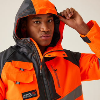 Men's Hi-Vis Waterproof Reflective Hooded Jacket
