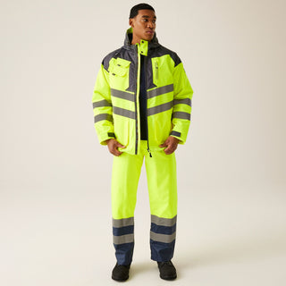 Men's Hi-Vis Waterproof Reflective Hooded Jacket