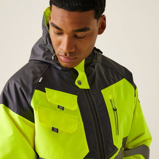 Men's Hi-Vis Waterproof Reflective Hooded Jacket