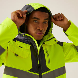 Men's Hi-Vis Waterproof Reflective Hooded Jacket