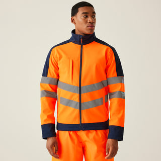 Men's Hi-Vis 3 Layer Softshell Reflective Work Jacket