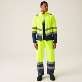 Men's Hi-Vis 2-Layer Softshell Jacket Yellow Navy