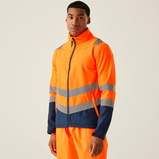 Men's Hi-Vis 2-Layer Softshell Jacket Yellow Navy