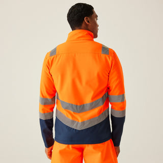 Men's Hi-Vis 2-Layer Softshell Jacket Yellow Navy