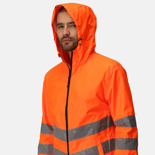 Men's Hi-Vis Pro Waterproof Reflective Packaway Work Jacket