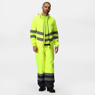 Men's Hi-Vis Pro Waterproof Reflective Packaway Work Jacket